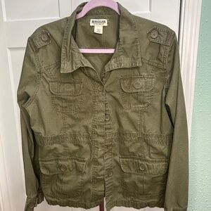Magellan Sportswear utility jacket in olive green LARGE 100% cotton